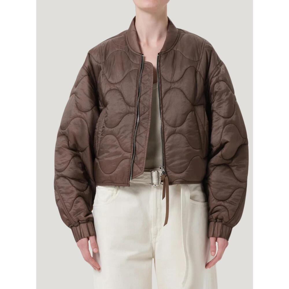 NEW AGOLDE iona quilted jacket in cocoa
